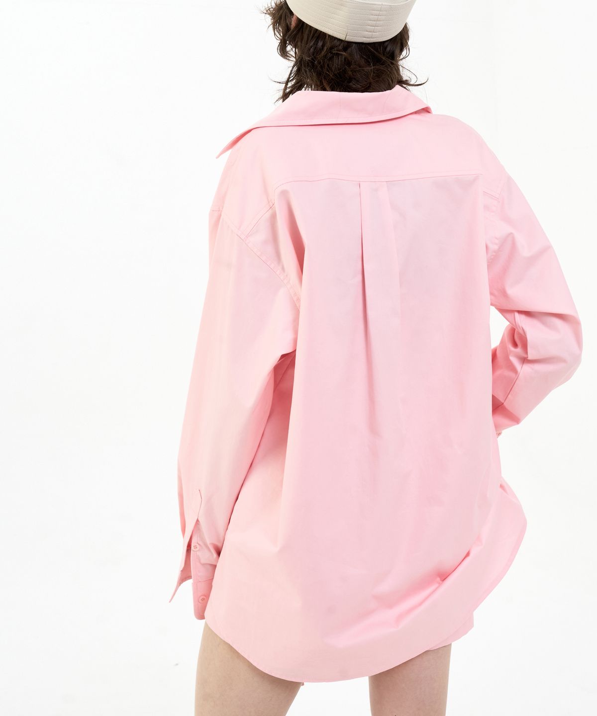 비콰이엇(B QUIET) OVERSIZED BELTED COTTON SHIRT_PINK