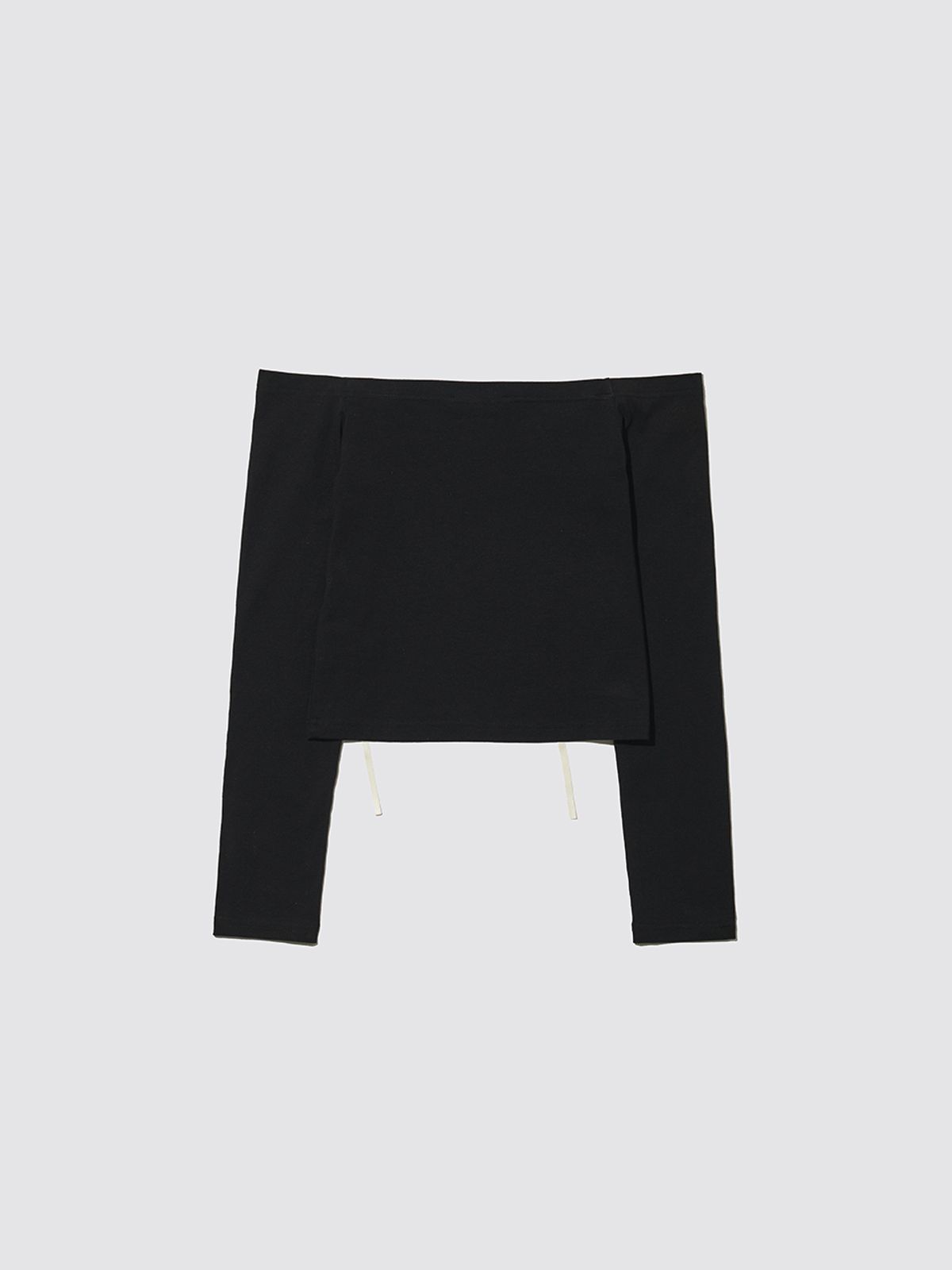 민더리(MEENDERI) RIBBON OFF-SHOULDER TOP - BLACK