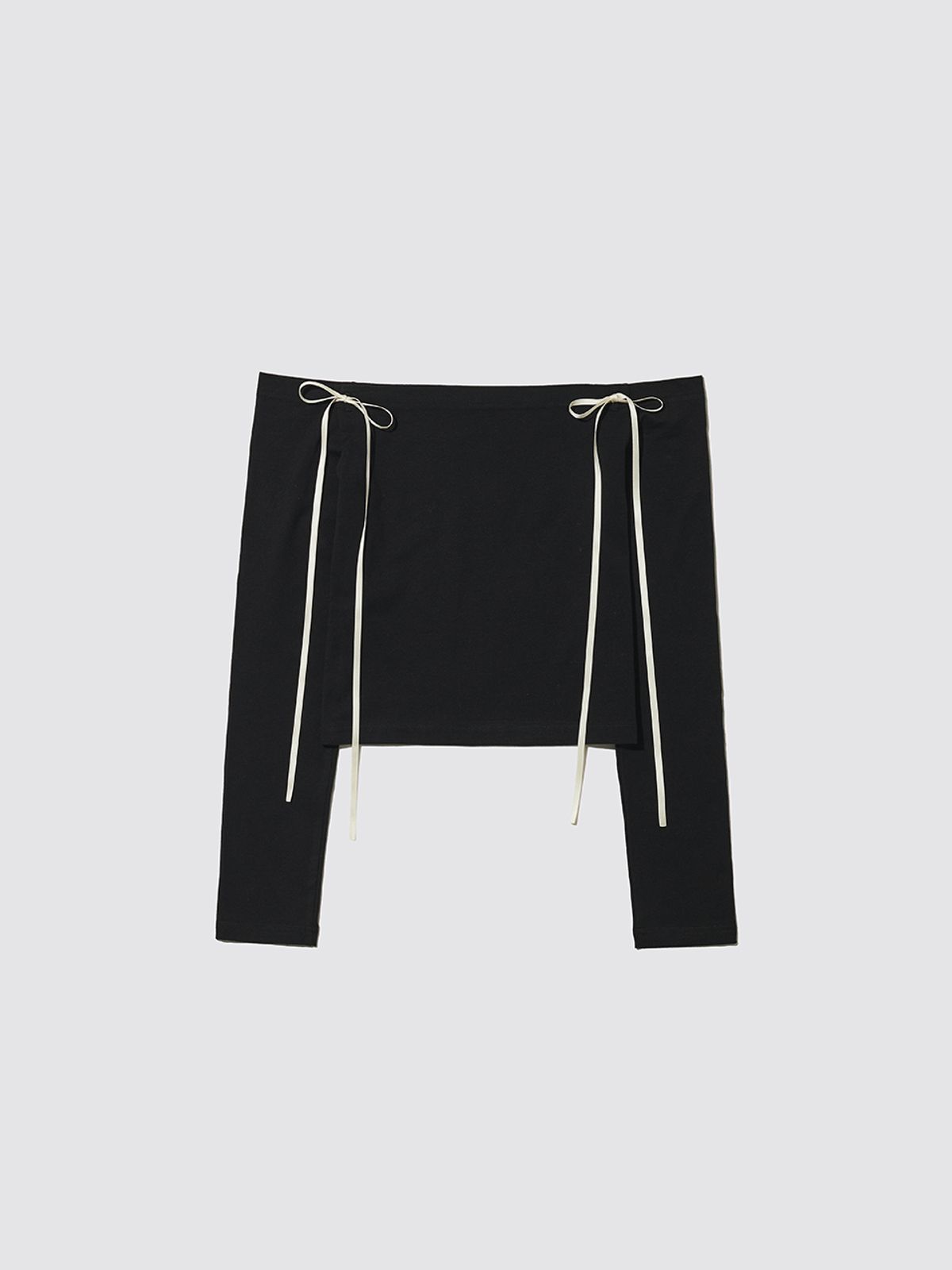 민더리(MEENDERI) RIBBON OFF-SHOULDER TOP - BLACK