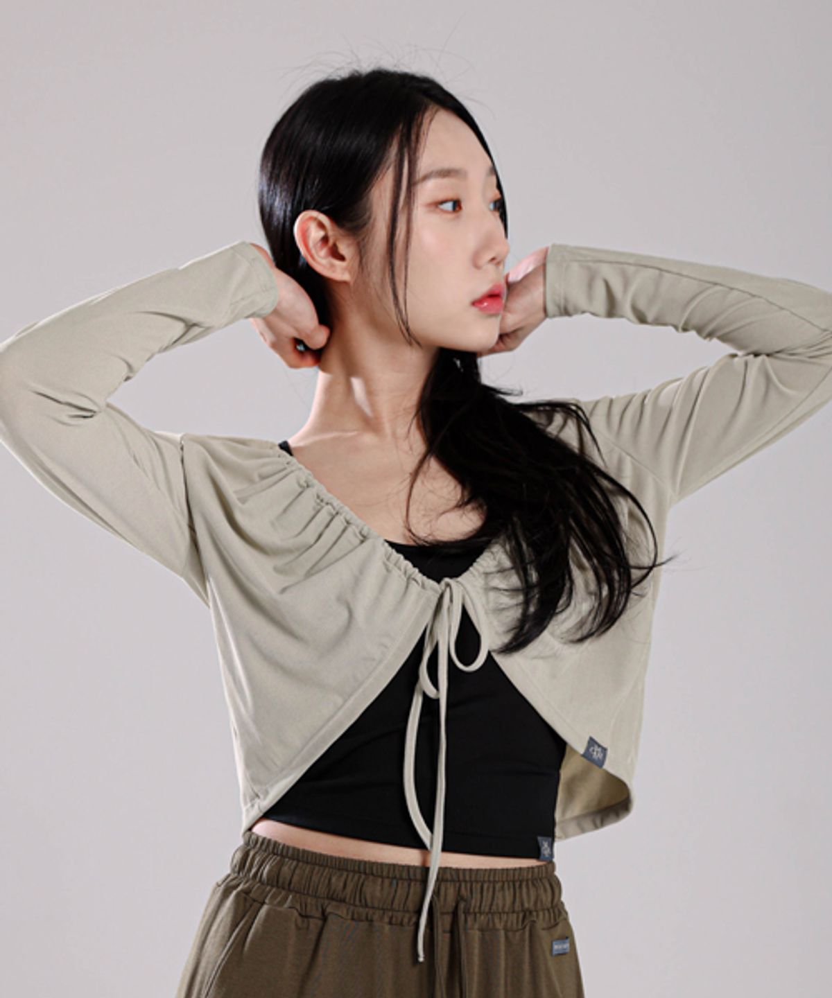모어아웃(MOREOUT) 여성요가복 스트링 볼레로 가디건 3TT4352