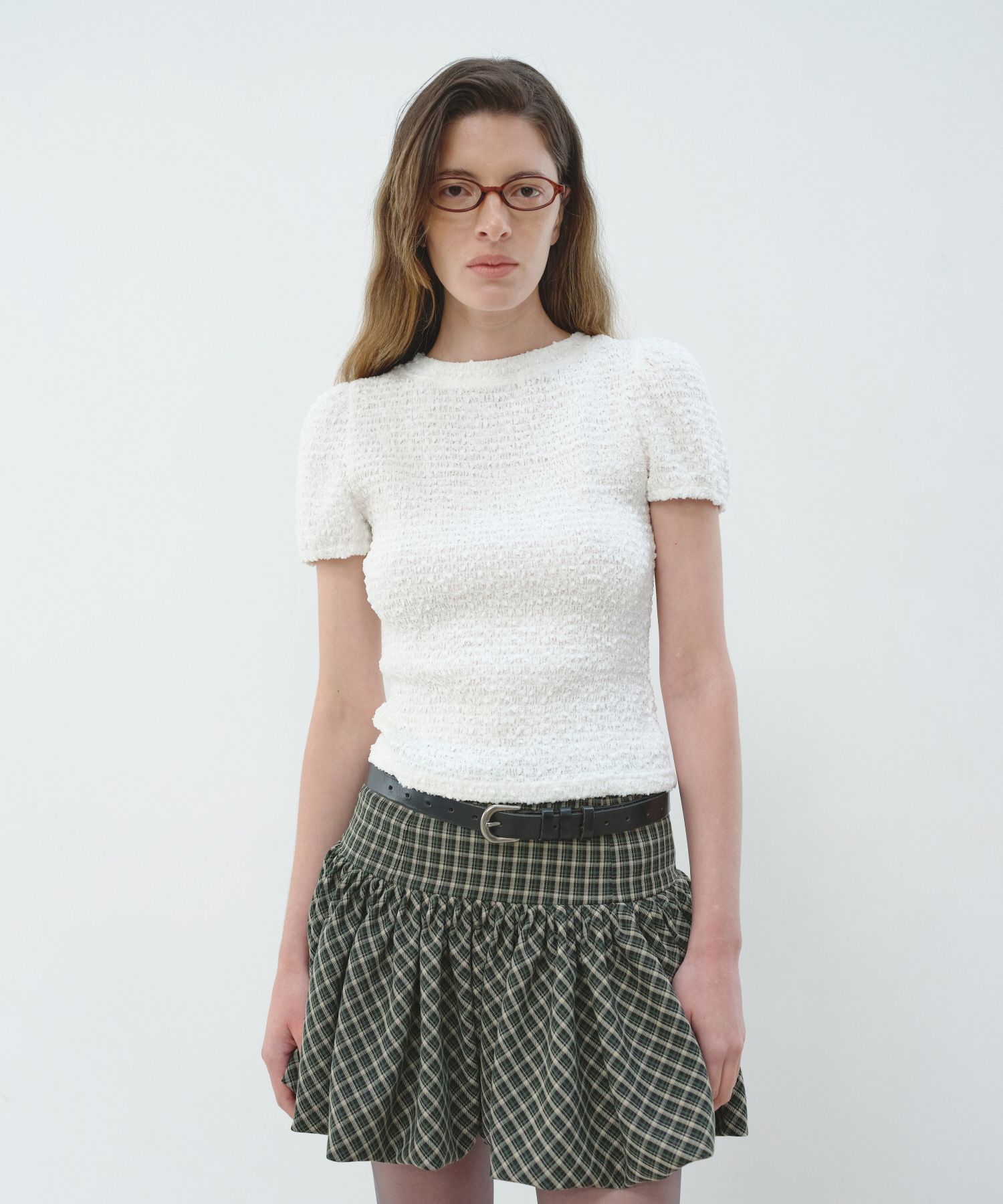 muguet 　Check balloon mini skirt wine MUSINSA | AOPT BALLOON MINI SKIRT - GREEN CHECK