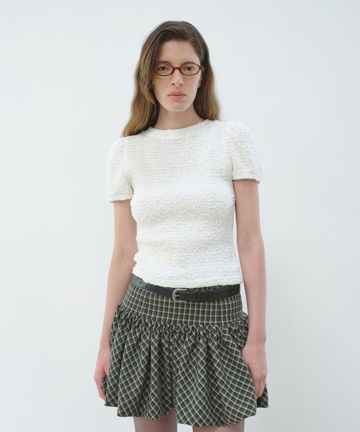 아옵트(AOPT) BALLOON MINI SKIRT - GREEN CHECK
