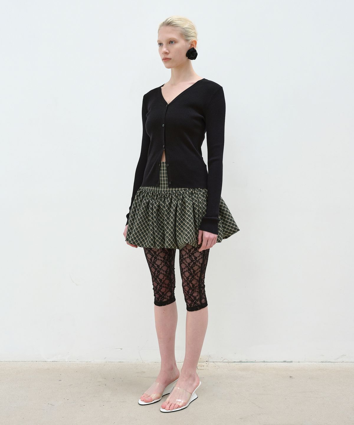 아옵트(AOPT) BALLOON MINI SKIRT - GREEN CHECK