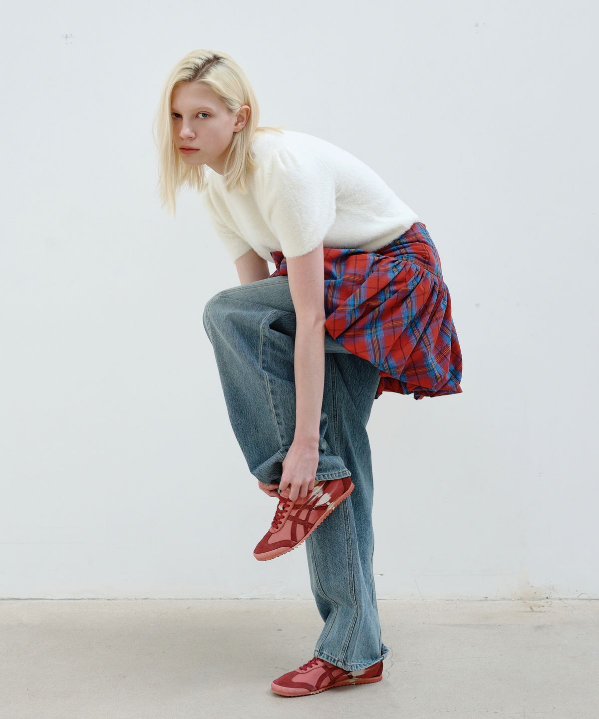 아옵트(AOPT) BALLOON MINI SKIRT - RED CHECK