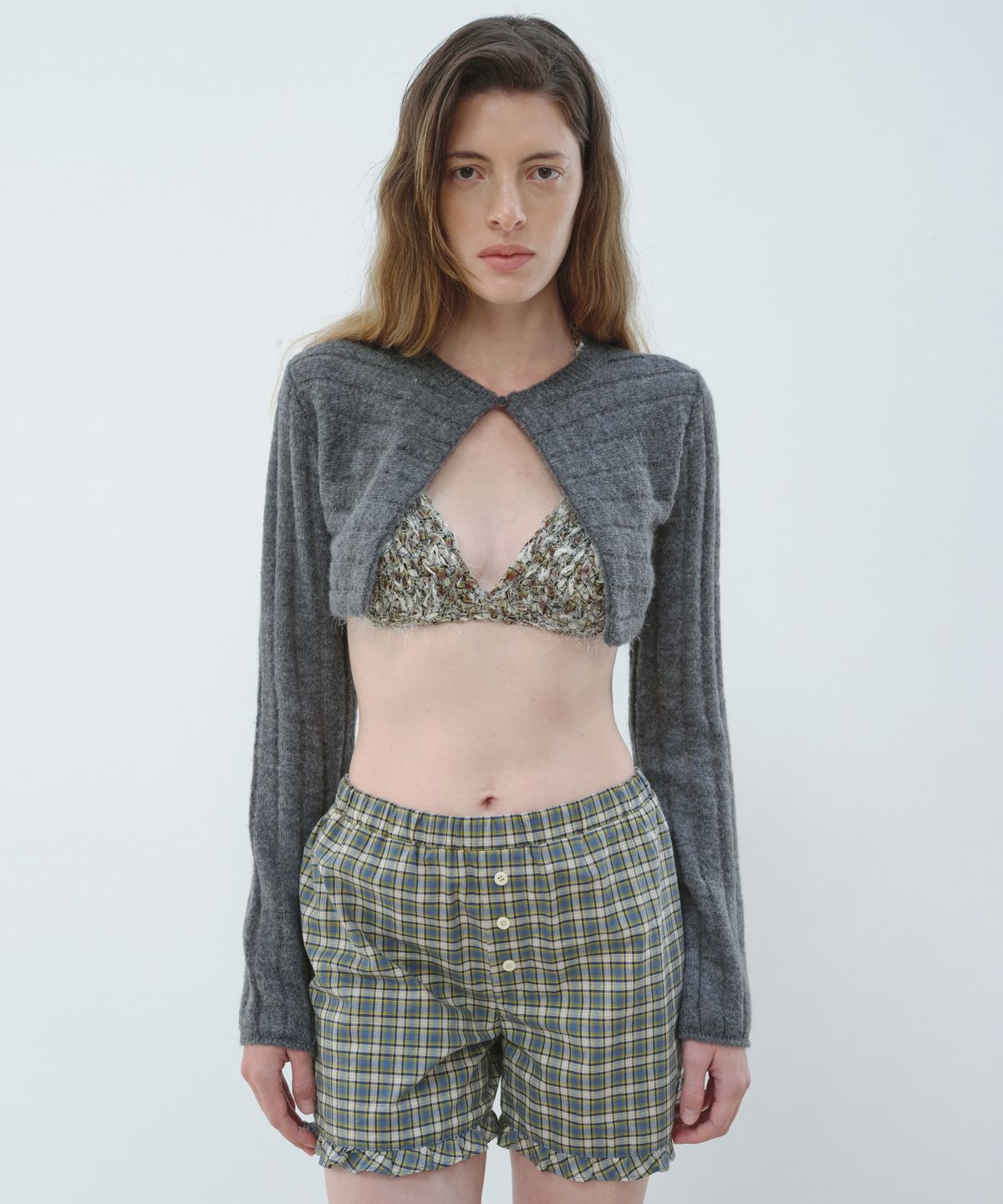아옵트(AOPT) CHECK FRILL SHORTS - BLUE