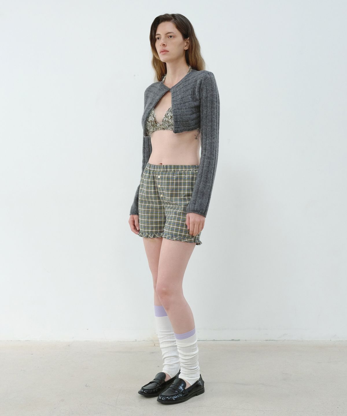아옵트(AOPT) CHECK FRILL SHORTS - BLUE
