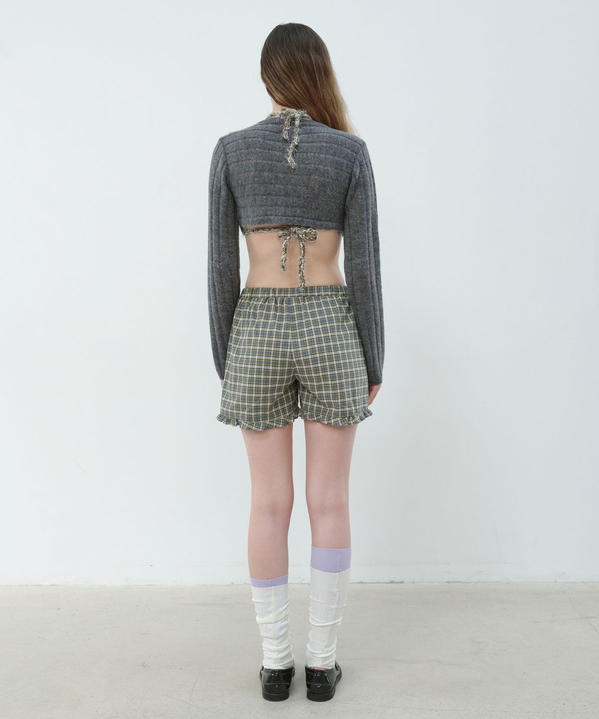 아옵트(AOPT) CHECK FRILL SHORTS - BLUE