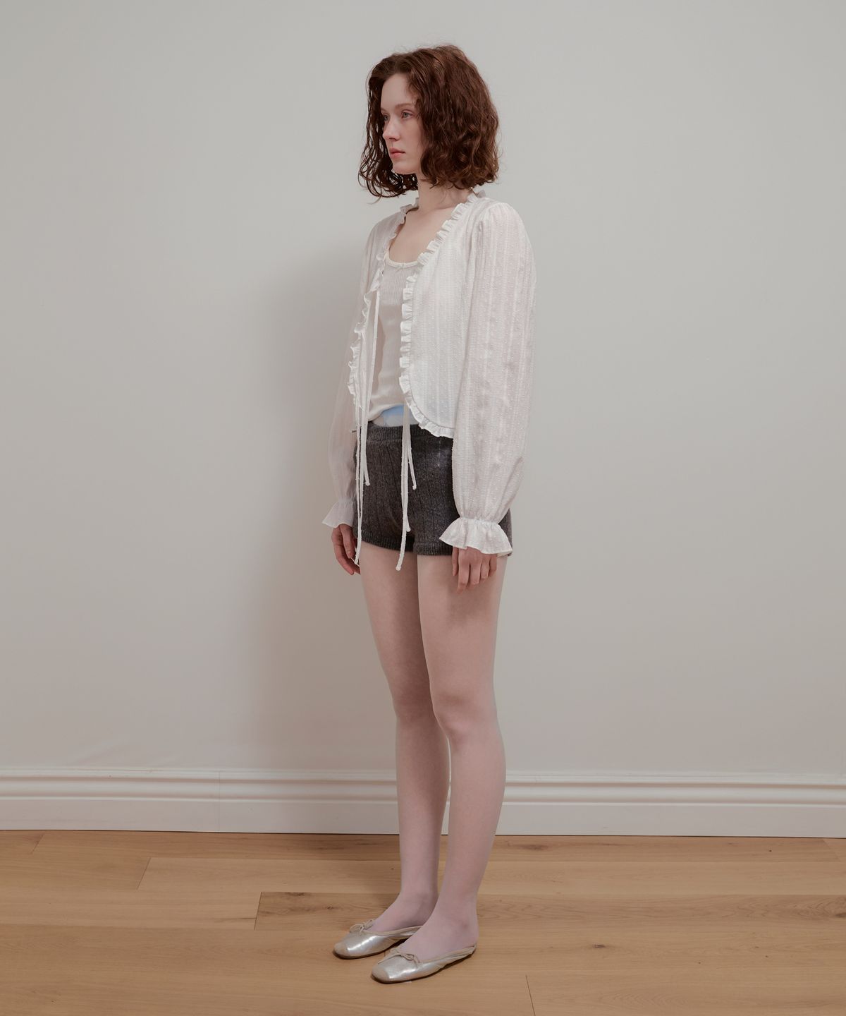 아옵트(AOPT) RIBBED KNIT SHORTS - CHARCOAL