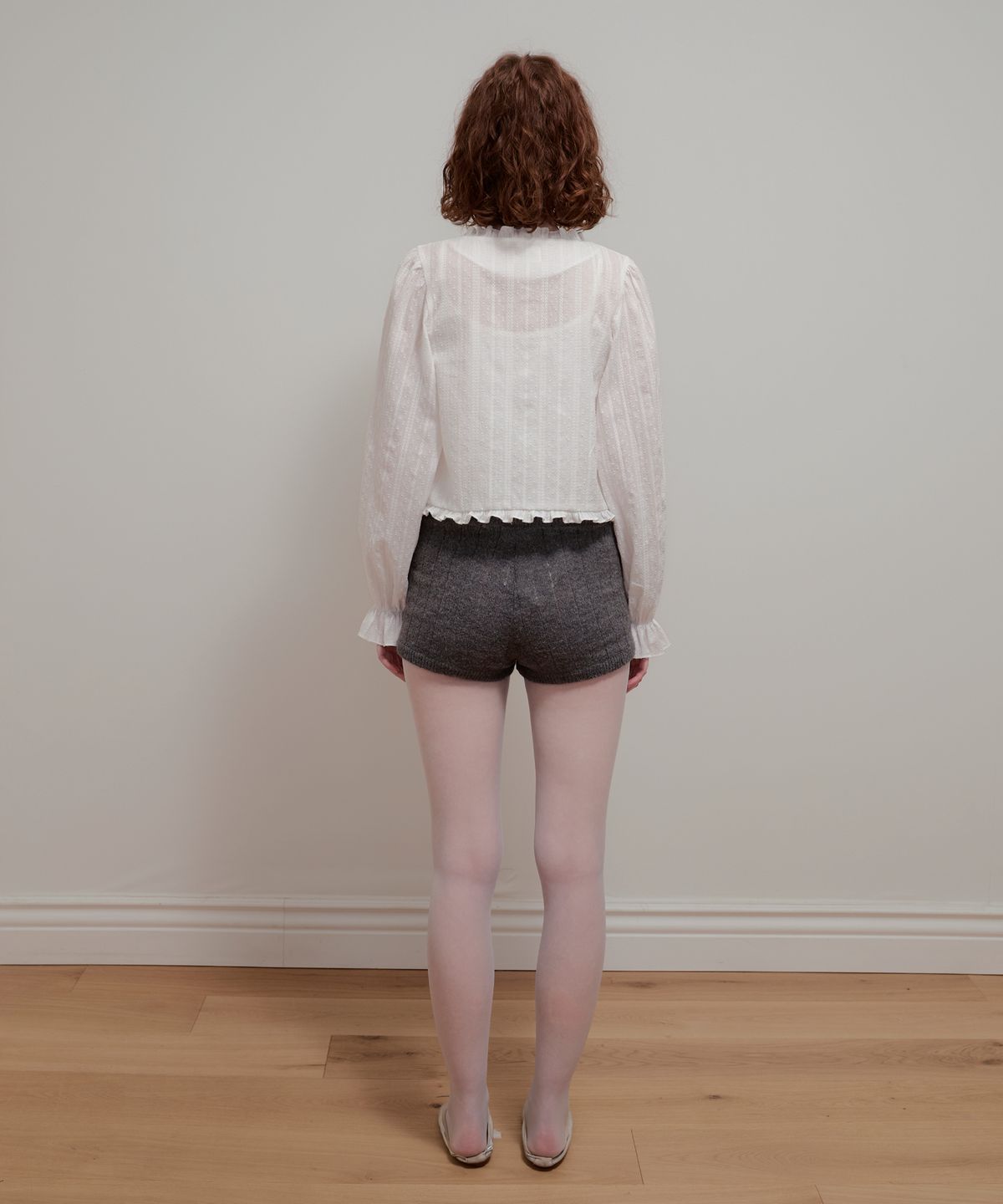 아옵트(AOPT) RIBBED KNIT SHORTS - CHARCOAL