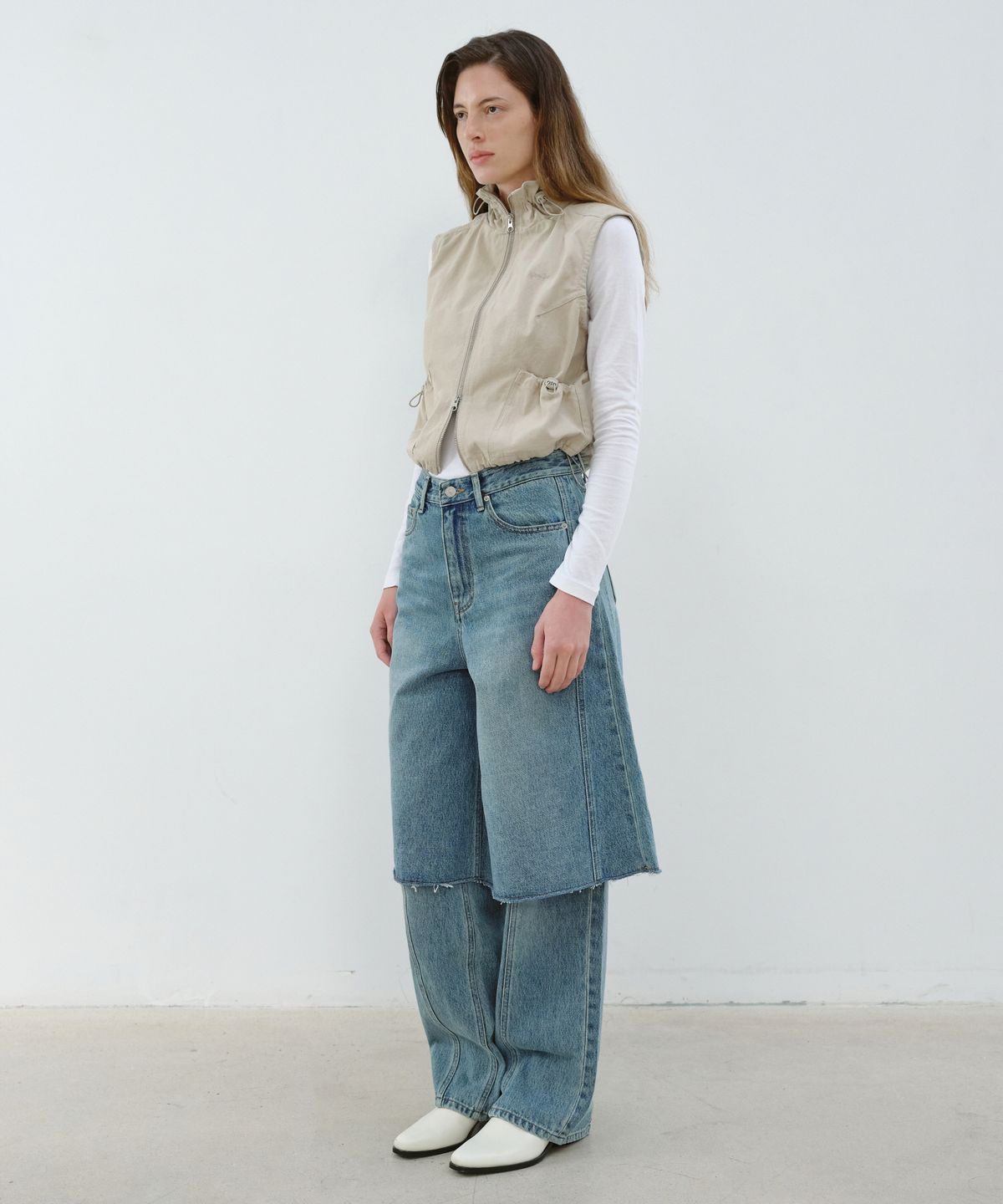 아옵트(AOPT) PANEL DENIM BERMUDA PANTS - BLUE
