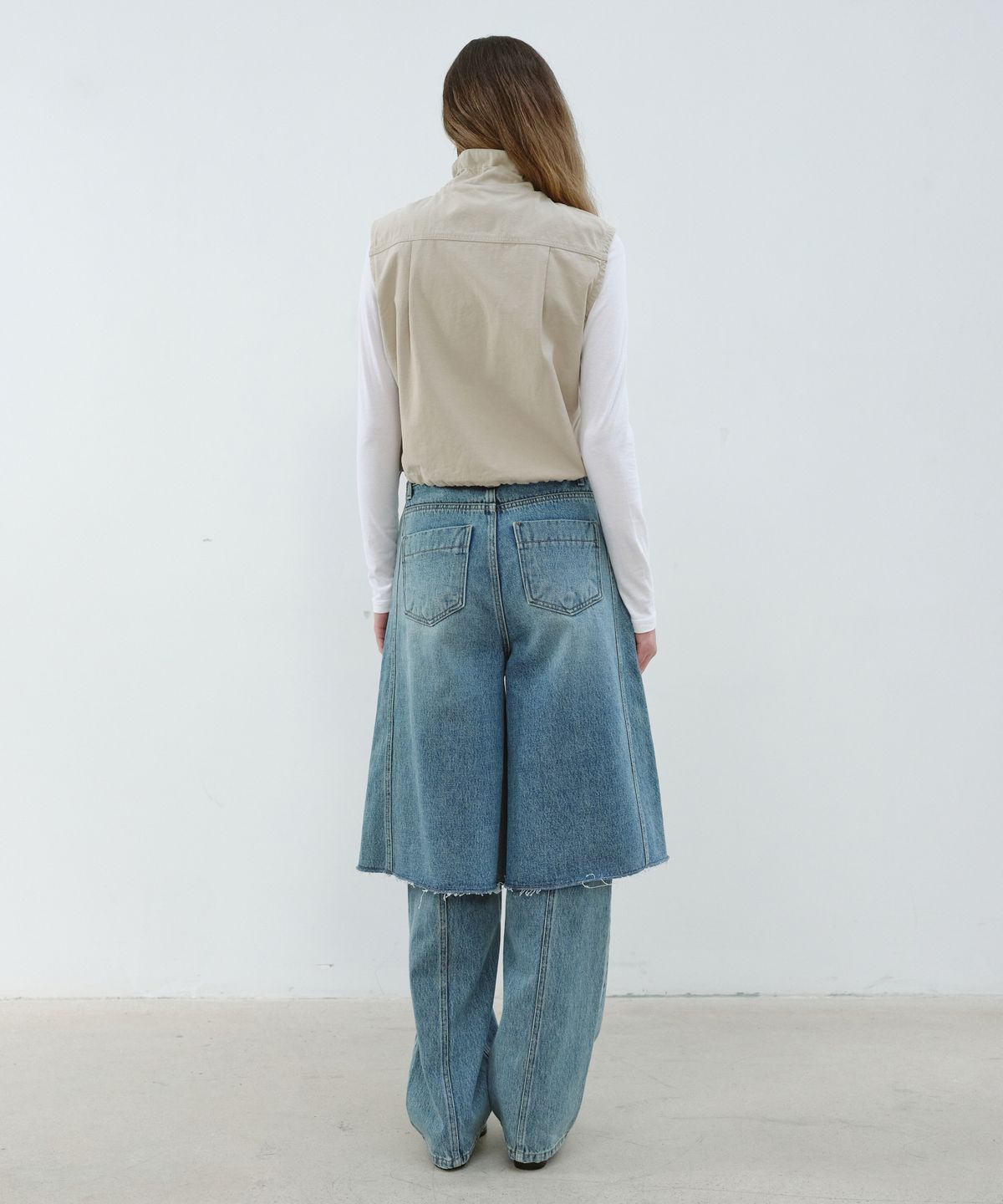 아옵트(AOPT) PANEL DENIM BERMUDA PANTS - BLUE