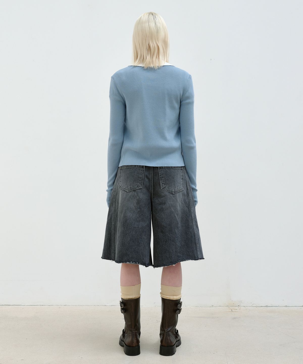 아옵트(AOPT) PANEL DENIM BERMUDA PANTS - GRAY
