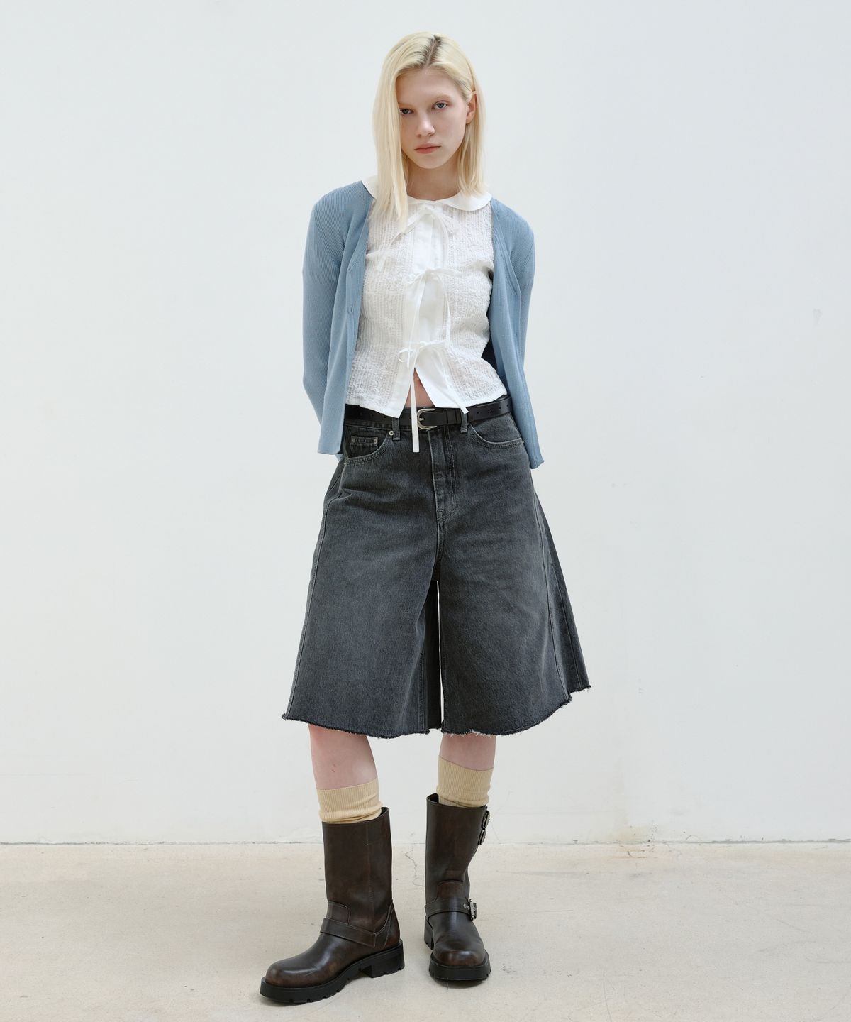 아옵트(AOPT) PANEL DENIM BERMUDA PANTS - GRAY
