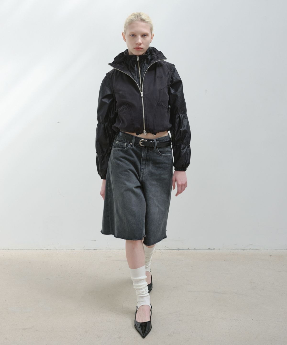 아옵트(AOPT) PANEL DENIM BERMUDA PANTS - GRAY