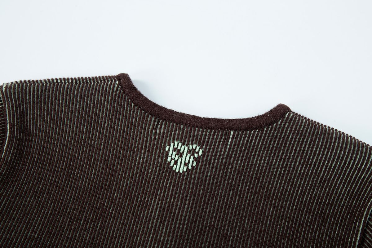 샐러드바구니(SALAD BAGUNI) Two-tone zip-up cardigan - brown mint