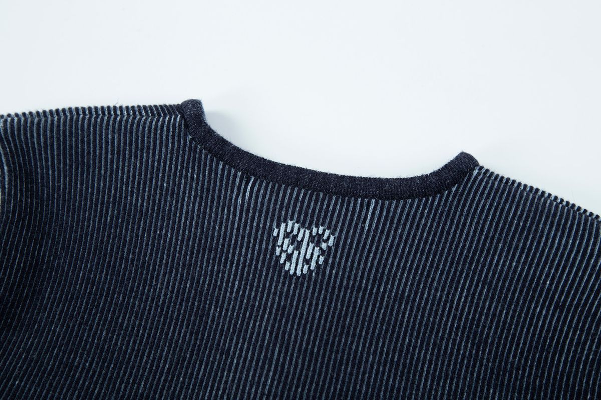샐러드바구니(SALAD BAGUNI) Two-tone zip-up cardigan - navy skyblue