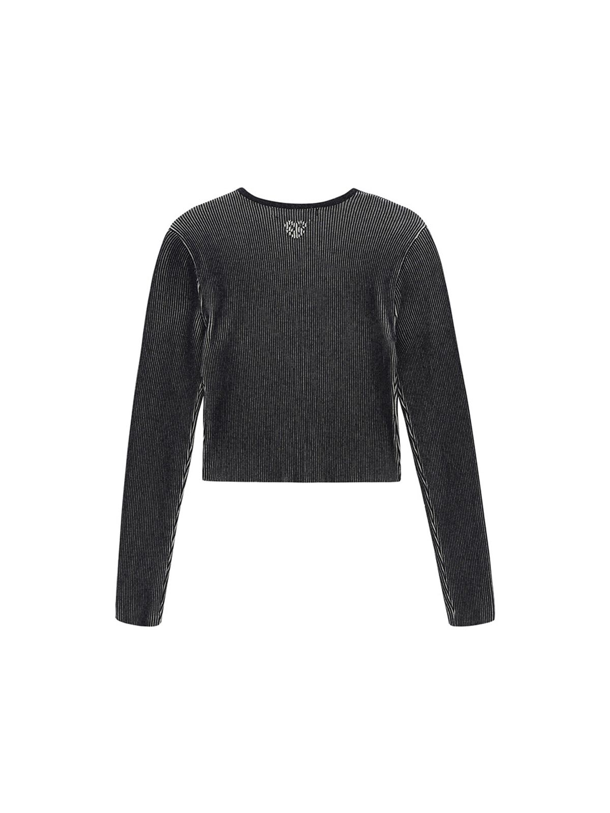 샐러드바구니(SALAD BAGUNI) Two-tone zip-up cardigan - black cream