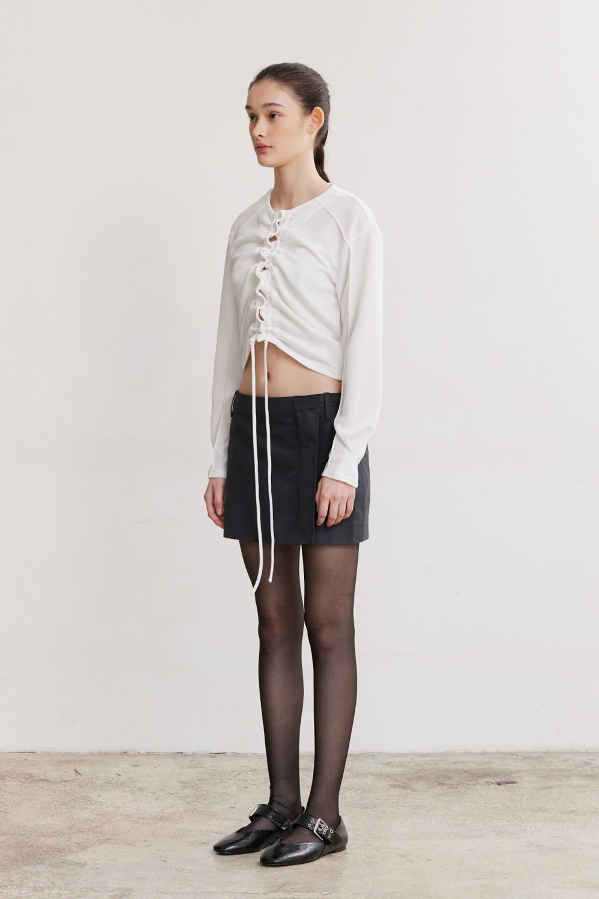 애프터아워즈(AFTERHOURS) SHIRRING BUTTON CARDIGAN (IVORY)