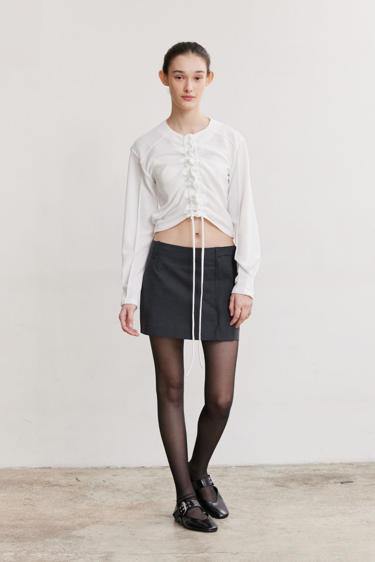 애프터아워즈(AFTERHOURS) SHIRRING BUTTON CARDIGAN (IVORY)