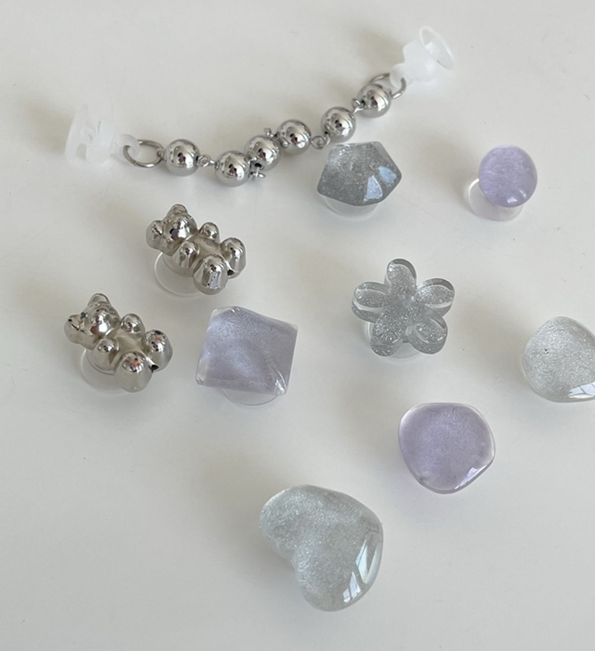 엘르벨(ELLE BELLE) purple&silver ver 레진  파츠 참 신발악세서리 set