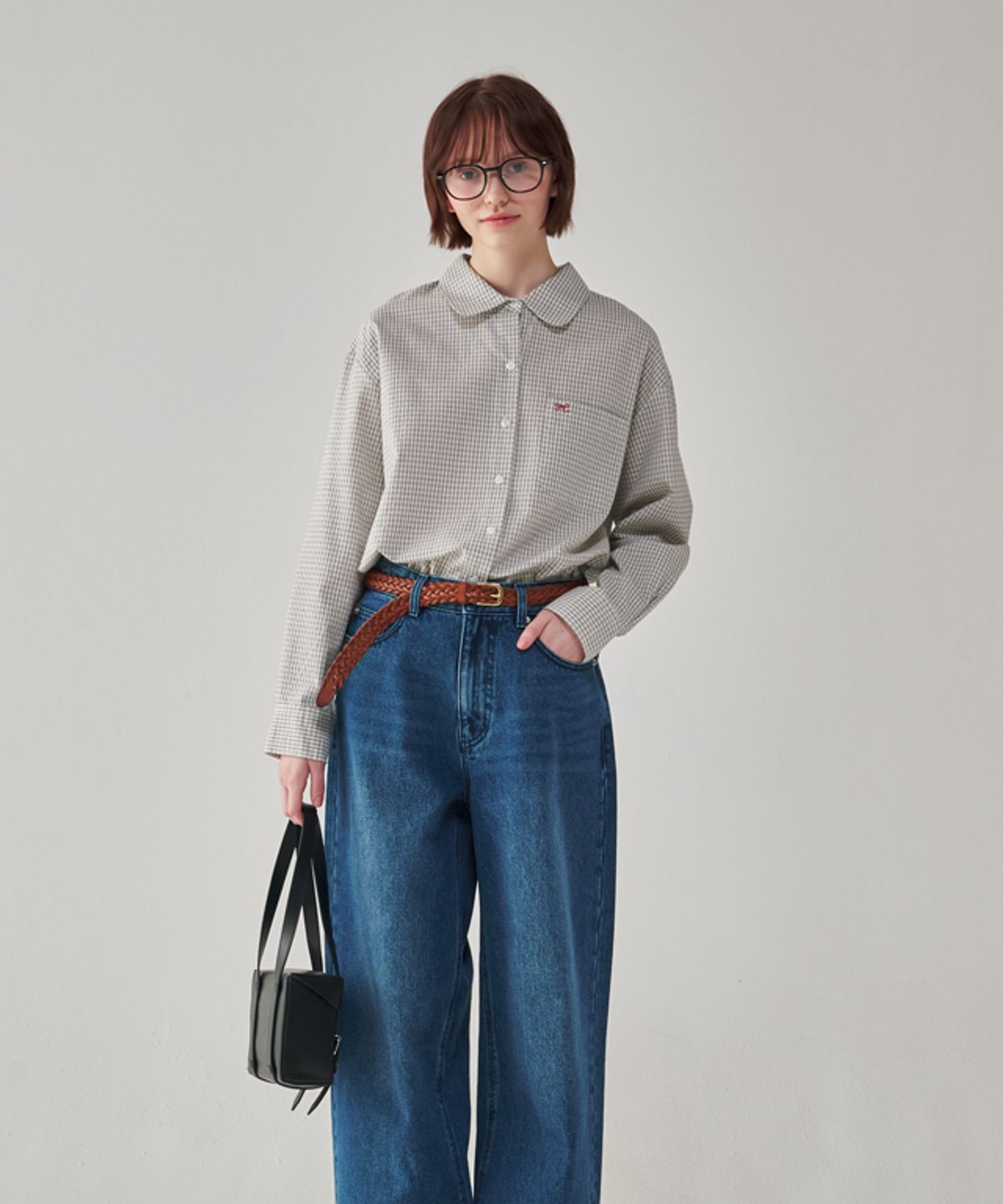 론론(RONRON) ROUND COLLAR POCKET SHIRT CHECK