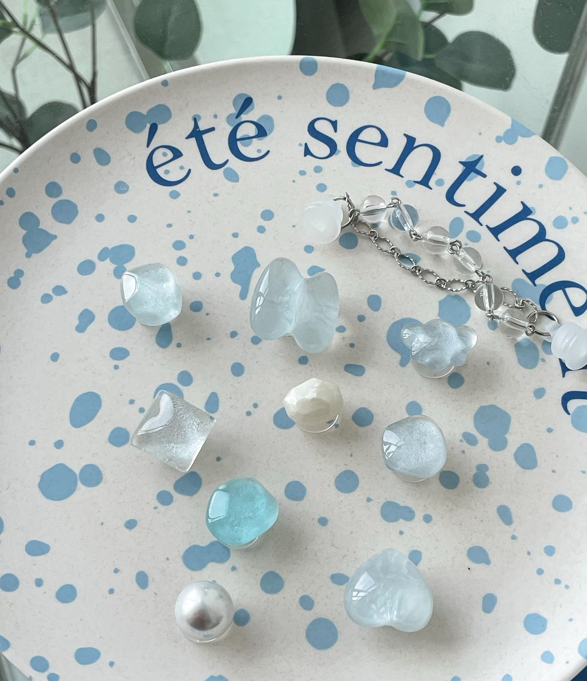 엘르벨(ELLE BELLE) blue pearl ver 조약돌 레진 파츠 참 신발악세서리 set