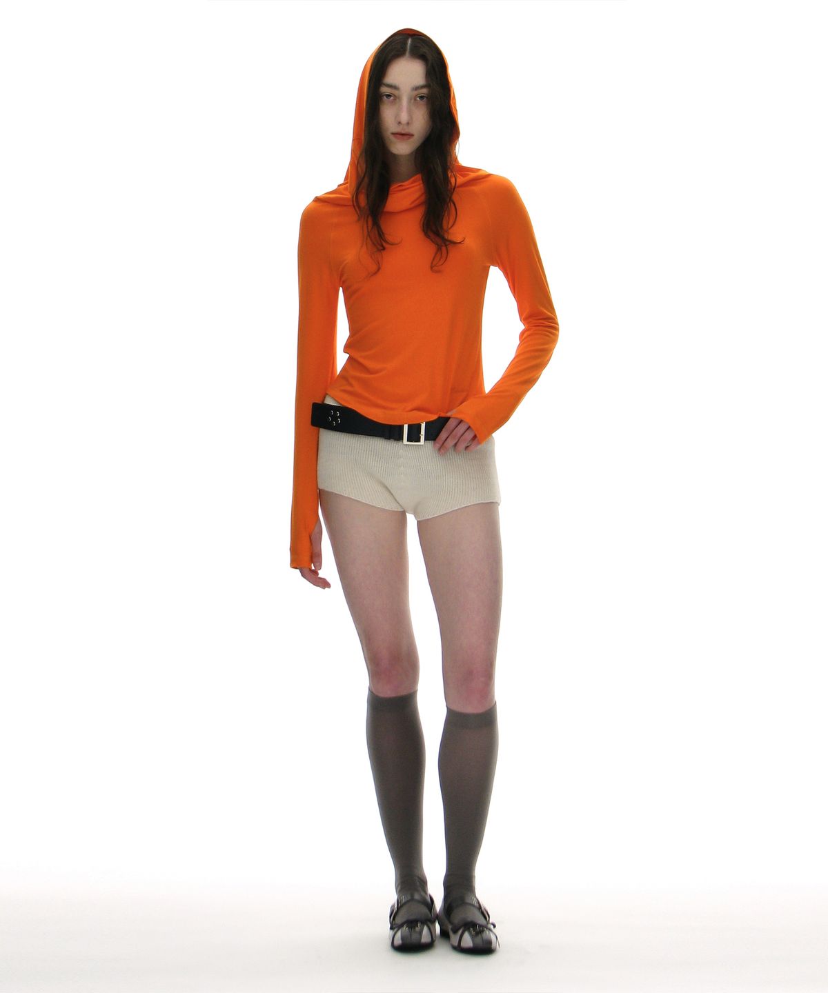 파르티멘토 우먼(PARTIMENTO WOMEN) 3WAY 카울넥 롱 슬리브 티_오렌지
