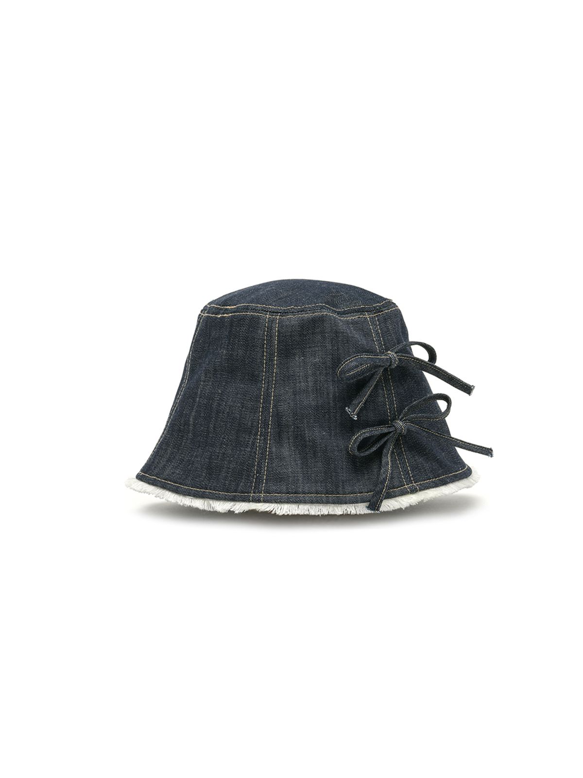 포에지담(POESIEDAME) DOUBLE BOW DENIM BUCKET HAT