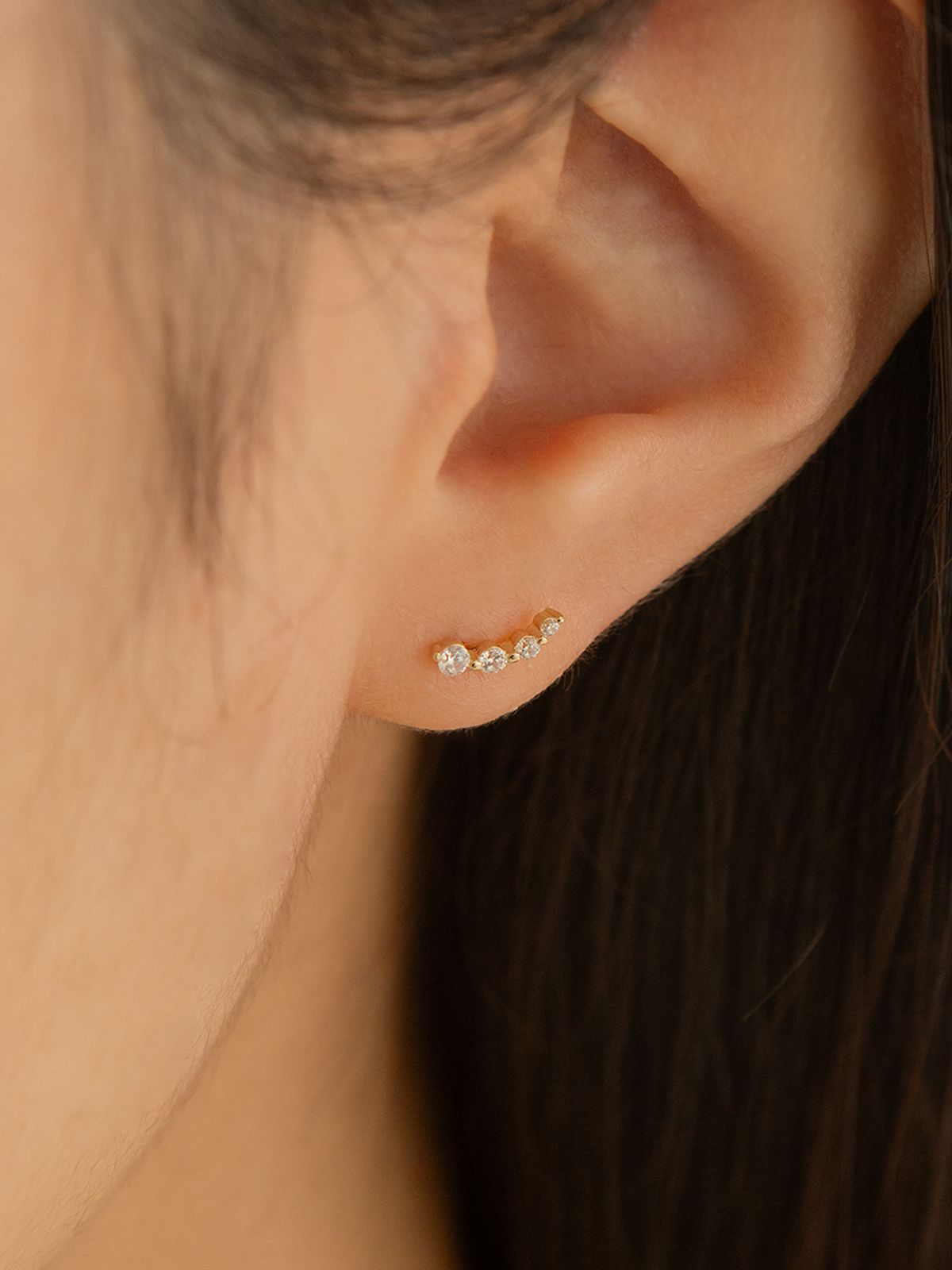 룬느(LUNNE) 14k 밀키웨이 커브 스톤 피어싱 (14k골드) #LFPI04