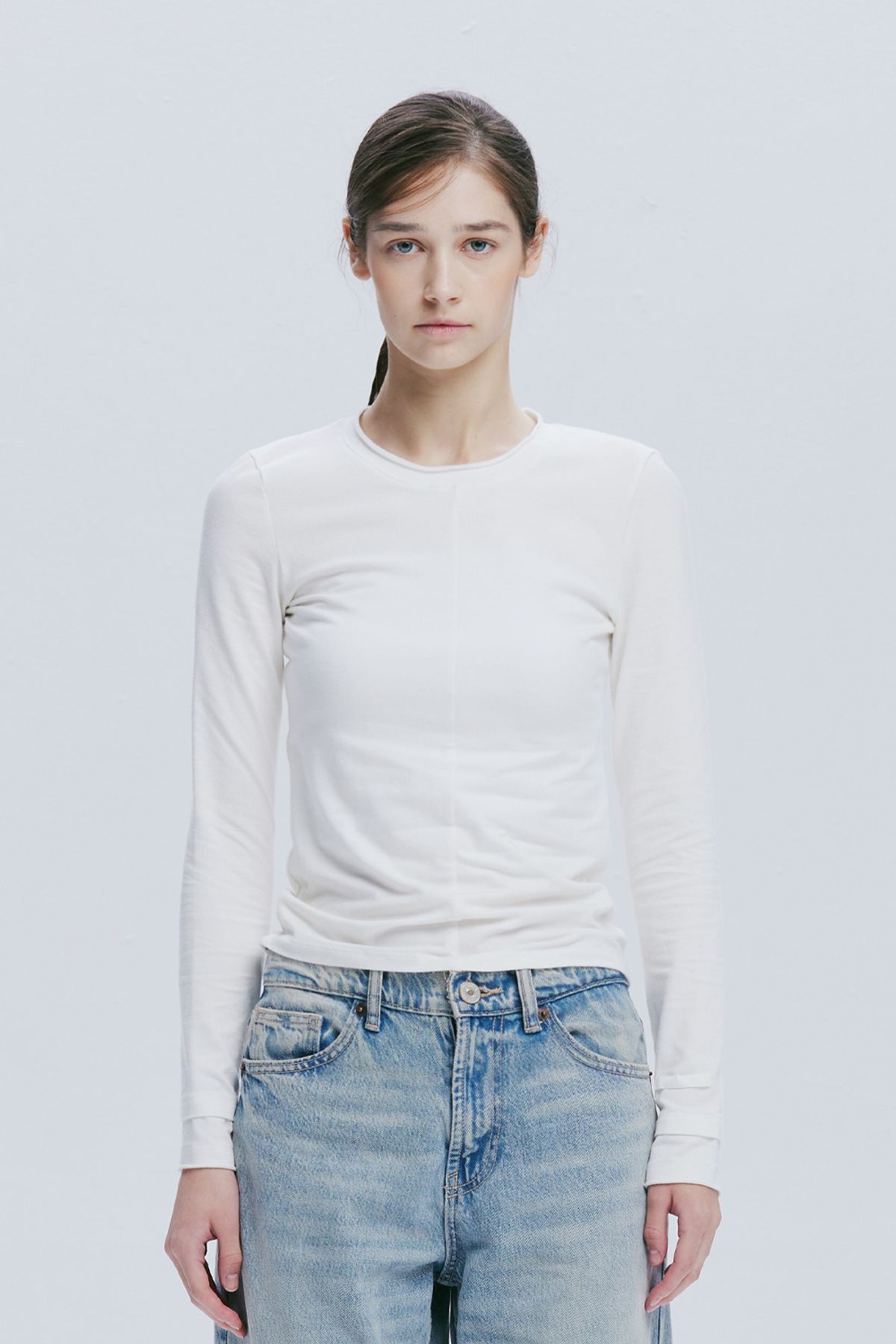 애프터아워즈(AFTERHOURS) DOUBLE LAYERED LONG SLEEVE TOP (IVORY)