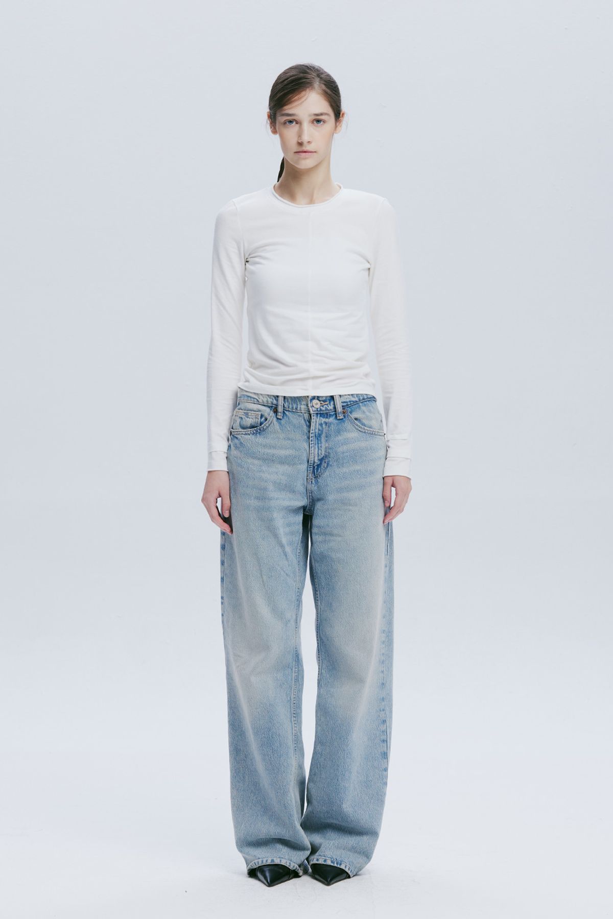 애프터아워즈(AFTERHOURS) DOUBLE LAYERED LONG SLEEVE TOP (IVORY)