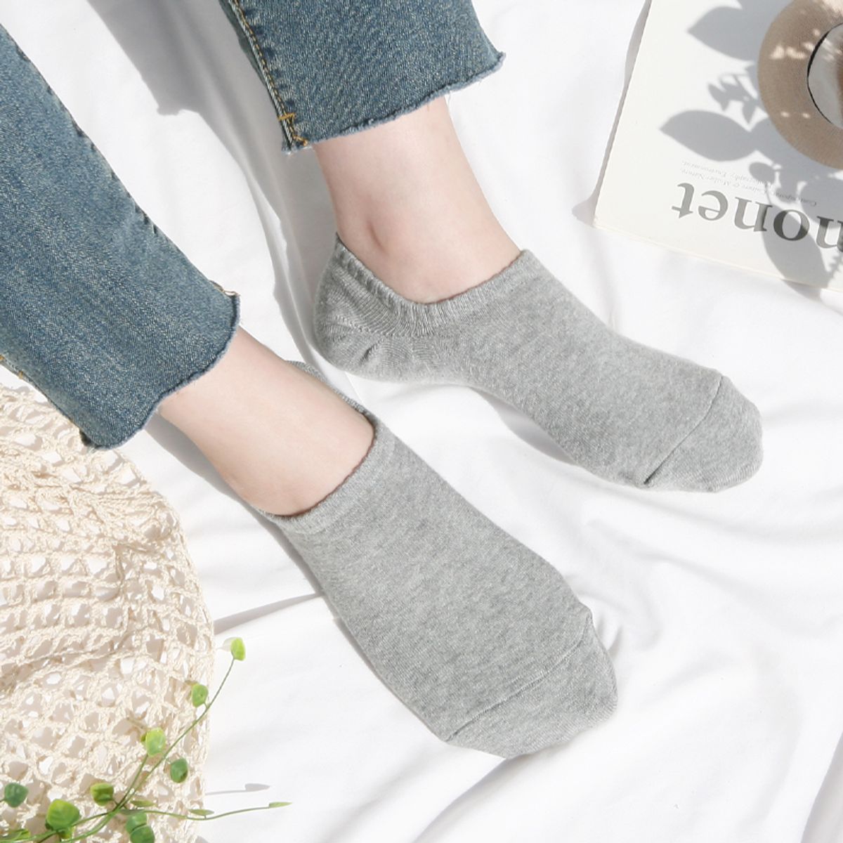 삭스에이(SOCKSA) [10PACK]순면 2겹 시그니처 무지 168N 스니커 인 페이크삭스 덧신