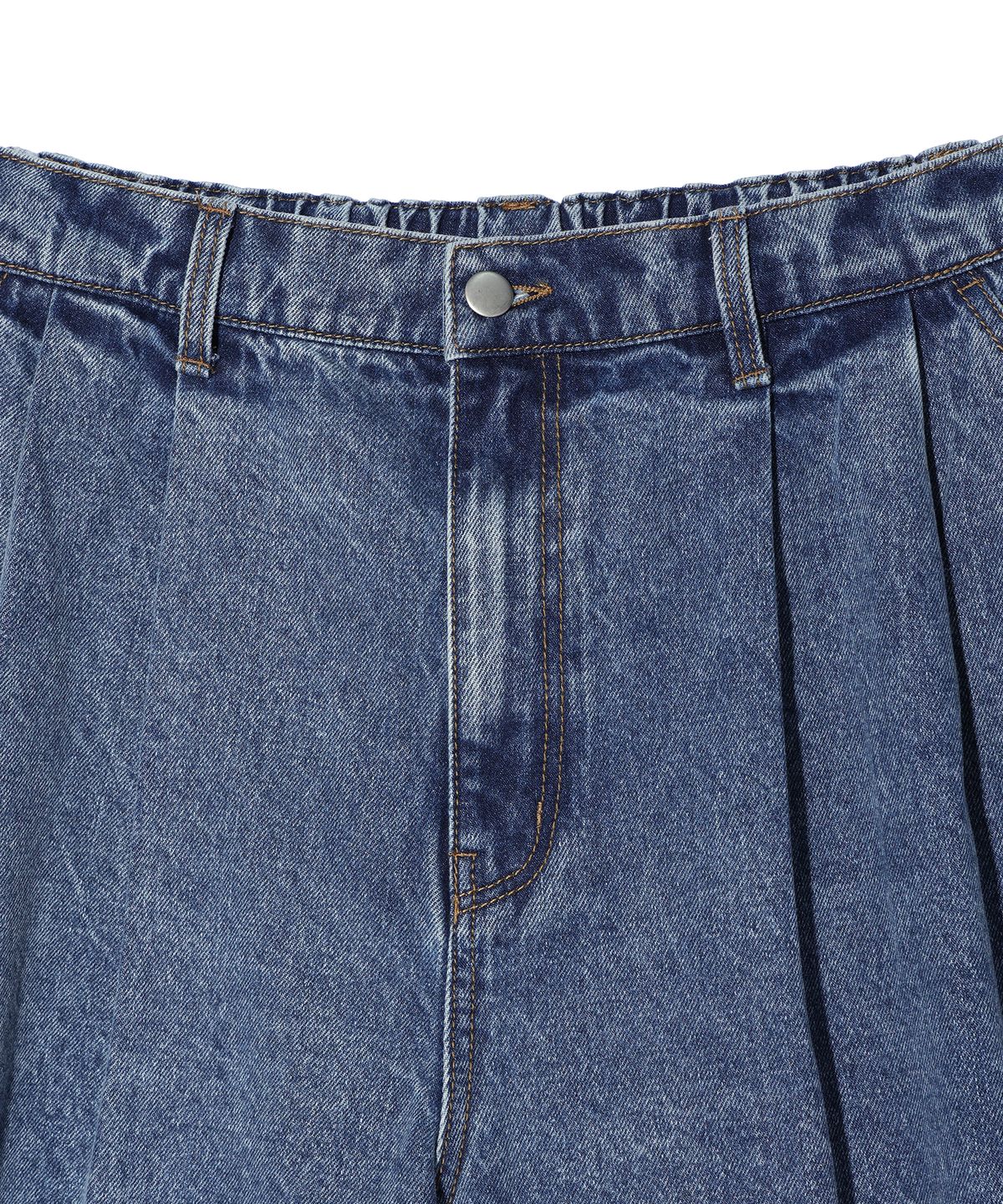 사운즈라이프(SOUNDSLIFE) Two Tuck denim Shorts Light Indigo