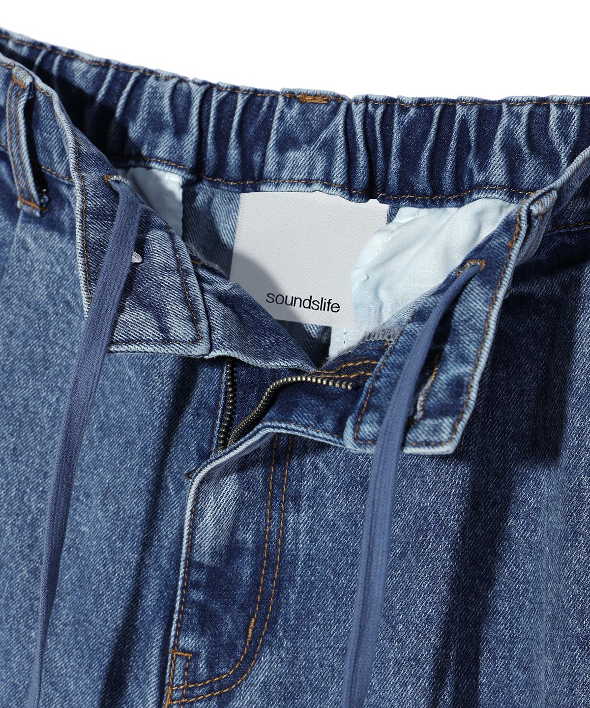 사운즈라이프(SOUNDSLIFE) Two Tuck denim Shorts Light Indigo