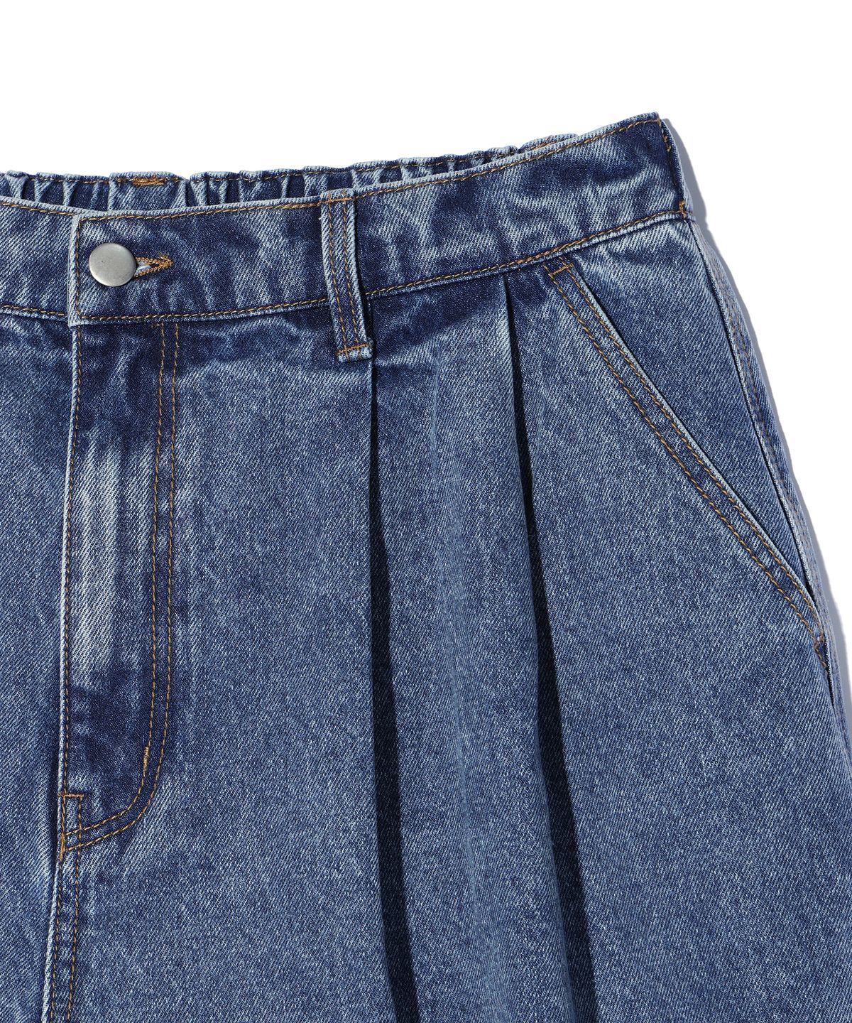 사운즈라이프(SOUNDSLIFE) Two Tuck denim Shorts Light Indigo