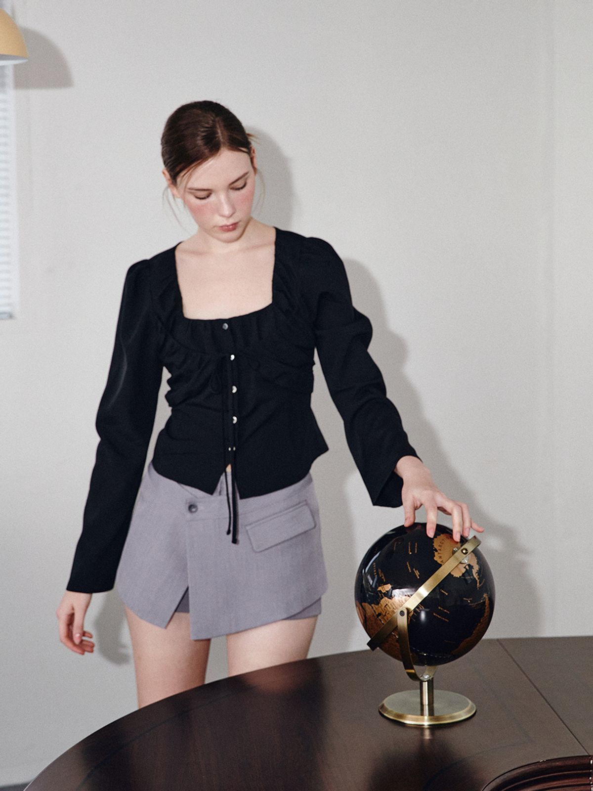 아수라(ASURA) RIBBON BUSTIER BLOUSE [BLACK]
