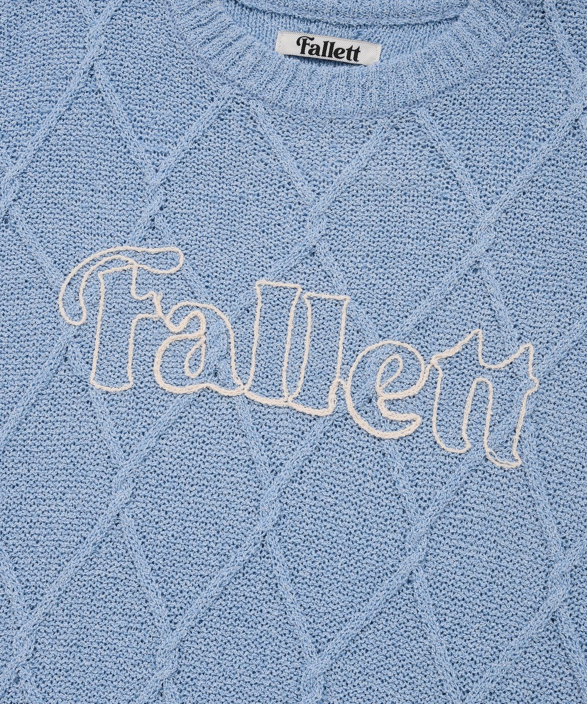팔렛(FALLETT) 스토리 로고 아가일 썸머 니트 스카이 블루