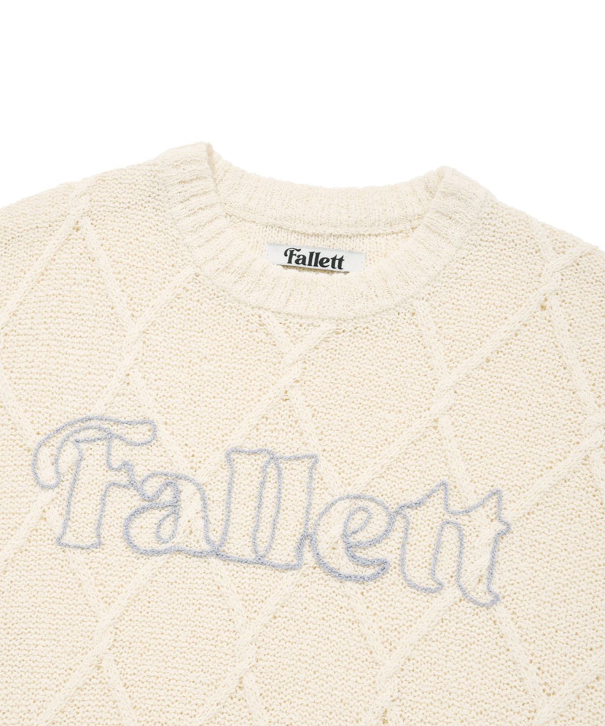 팔렛(FALLETT) 스토리 로고 아가일 썸머 니트 아이보리
