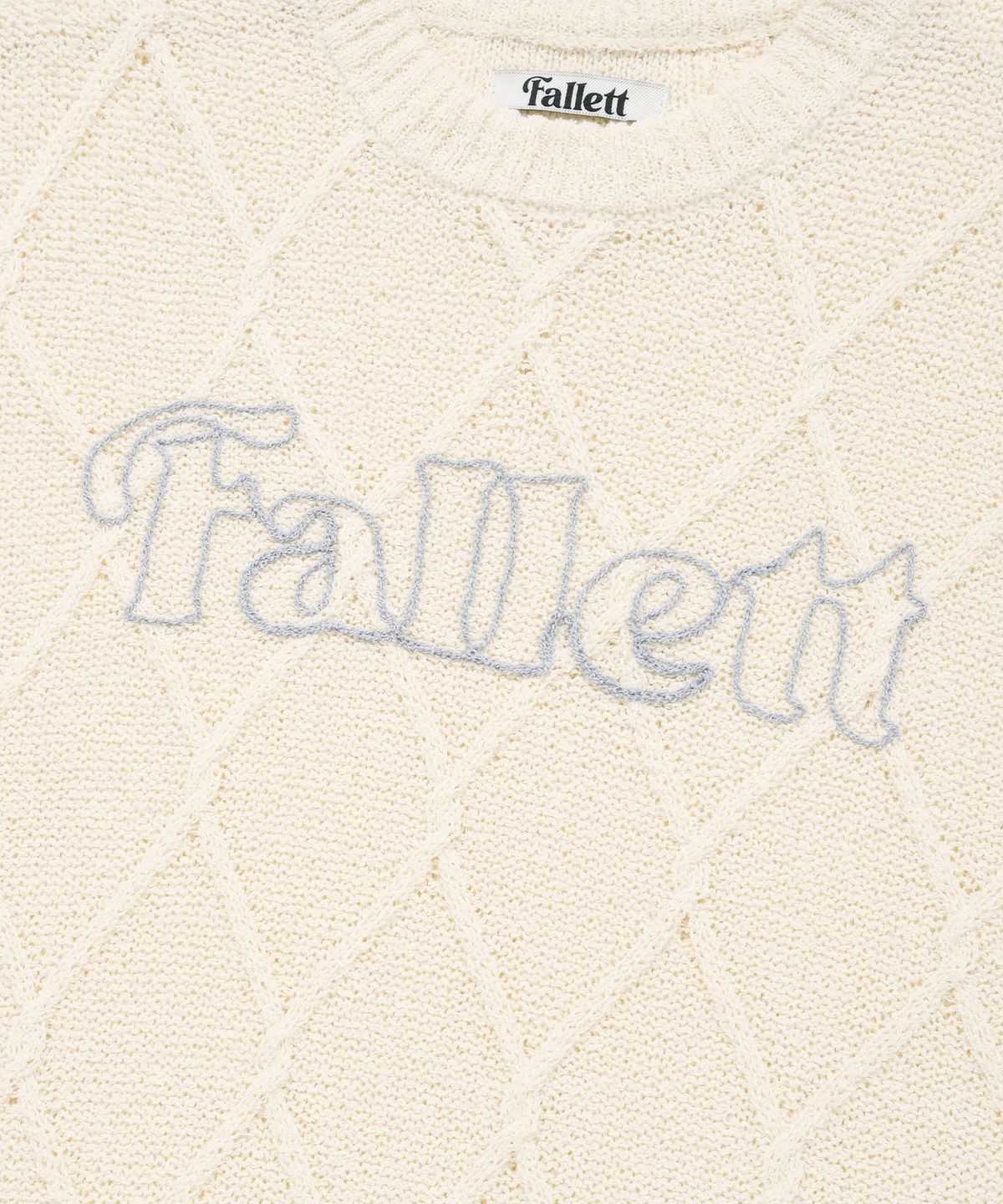 팔렛(FALLETT) 스토리 로고 아가일 썸머 니트 아이보리