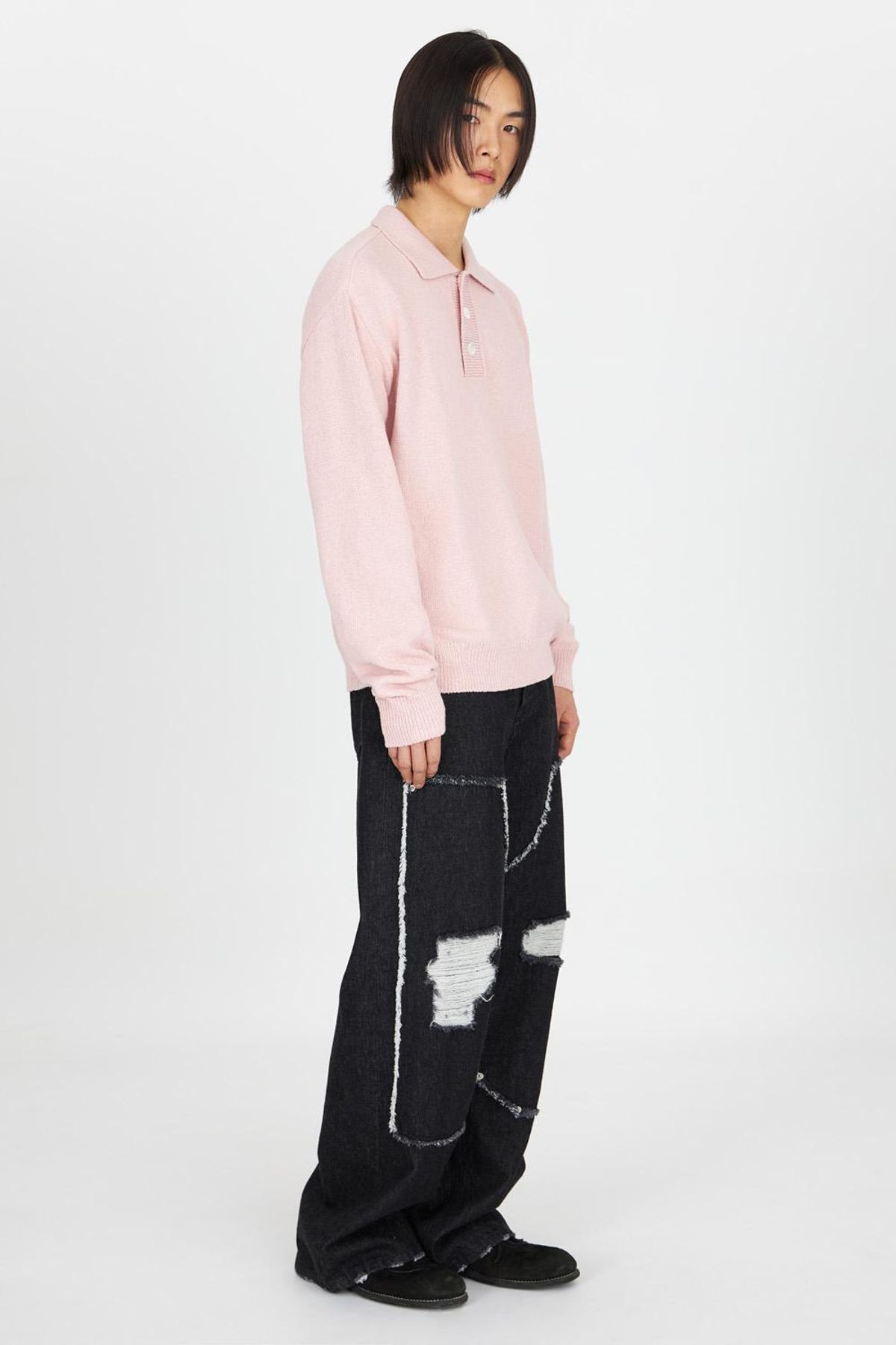 유스(YOUTH) Knit Collar T-shirt - Pink