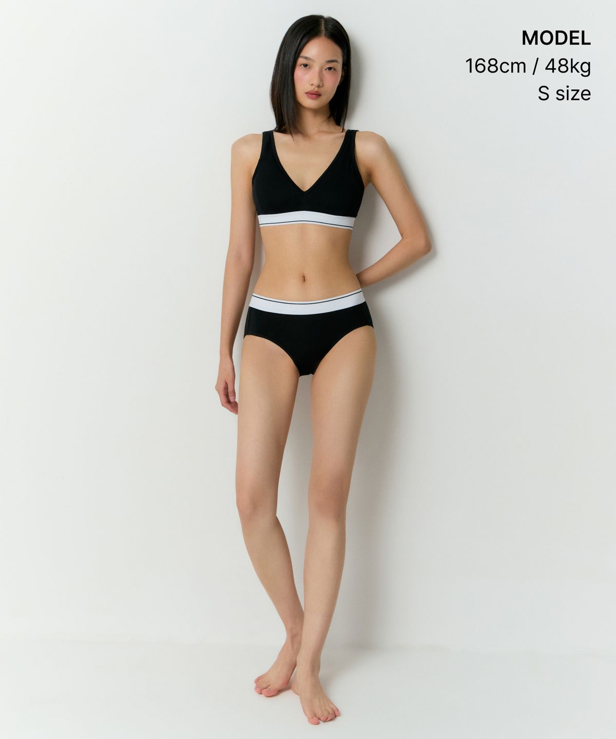 무신사 스탠다드 우먼(MUSINSA STANDARD WOMAN) 우먼즈 코튼 화이트 밴디드 브라렛 [블랙]