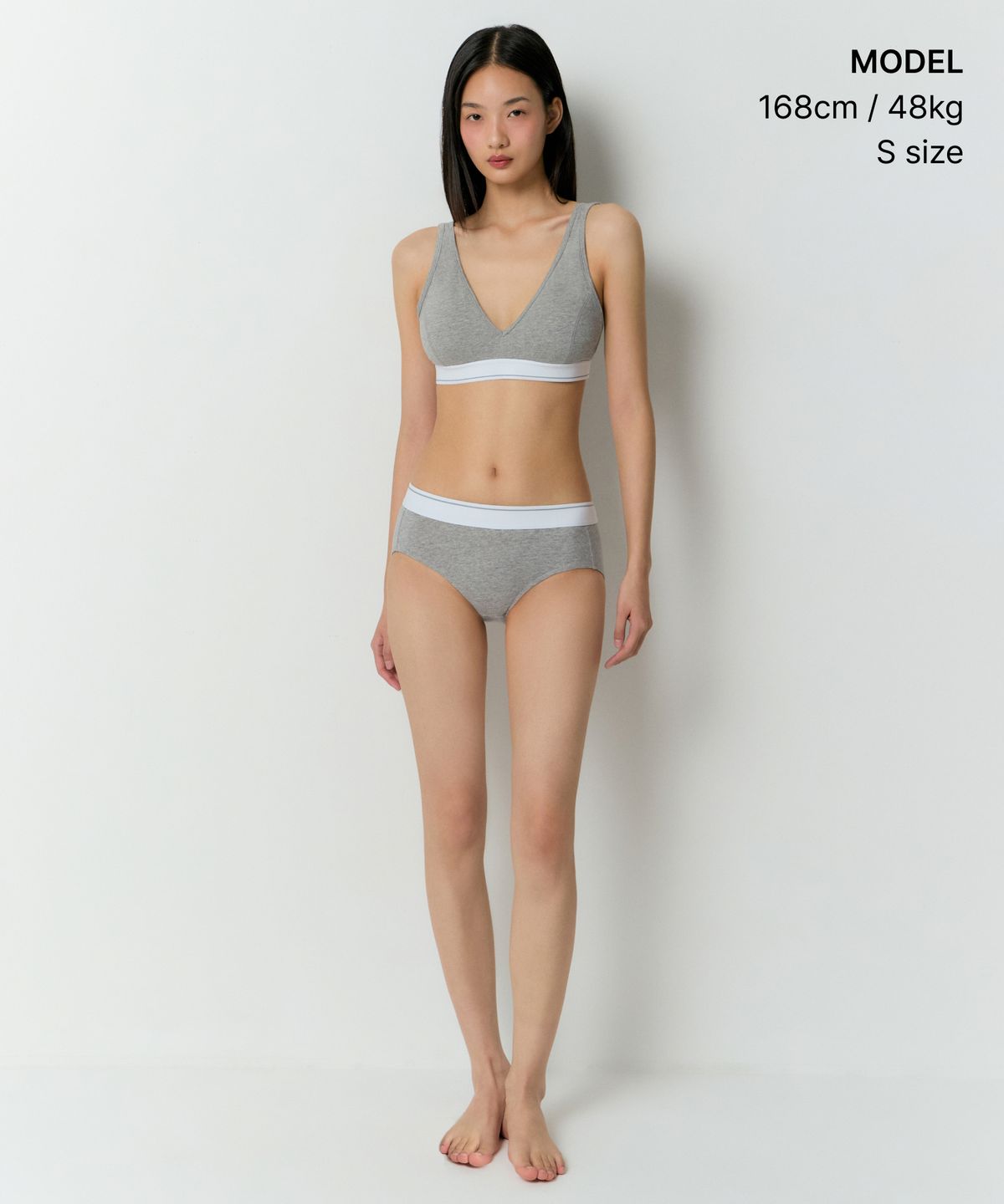 무신사 스탠다드 우먼(MUSINSA STANDARD WOMAN) 우먼즈 코튼 화이트 밴디드 브라렛 [그레이]