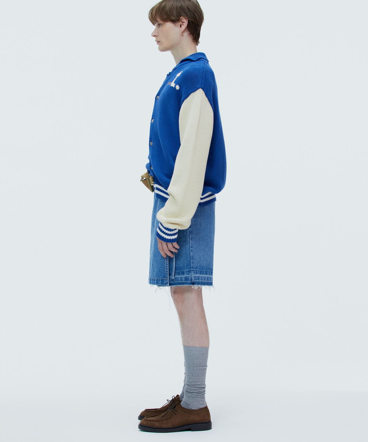 노앙(NOHANT) VARSITY KNIT JACKET BLUE