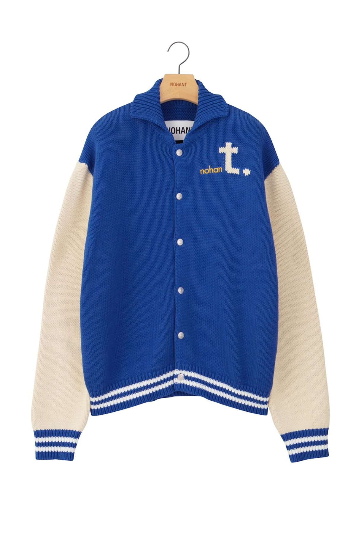 노앙(NOHANT) VARSITY KNIT JACKET BLUE