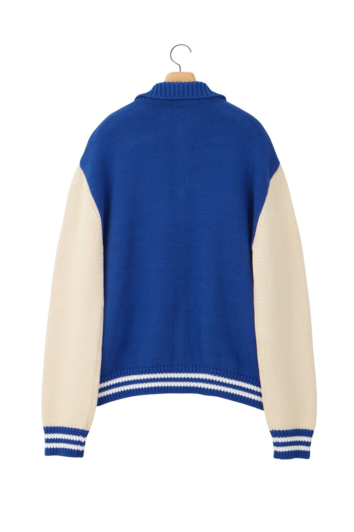노앙(NOHANT) VARSITY KNIT JACKET BLUE