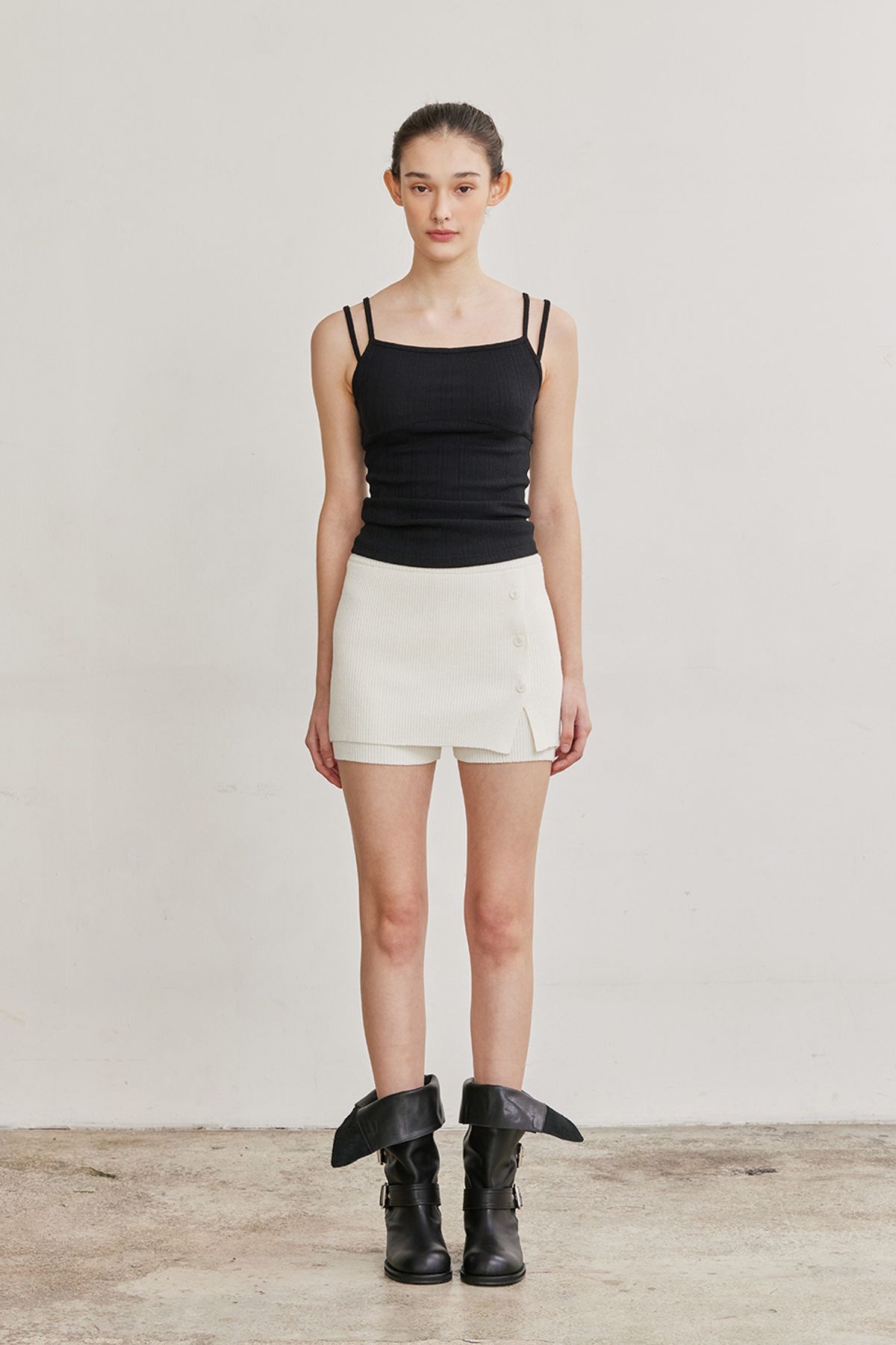 애프터아워즈(AFTERHOURS) DOUBLE STRAP SLEEVELESS (BLACK)