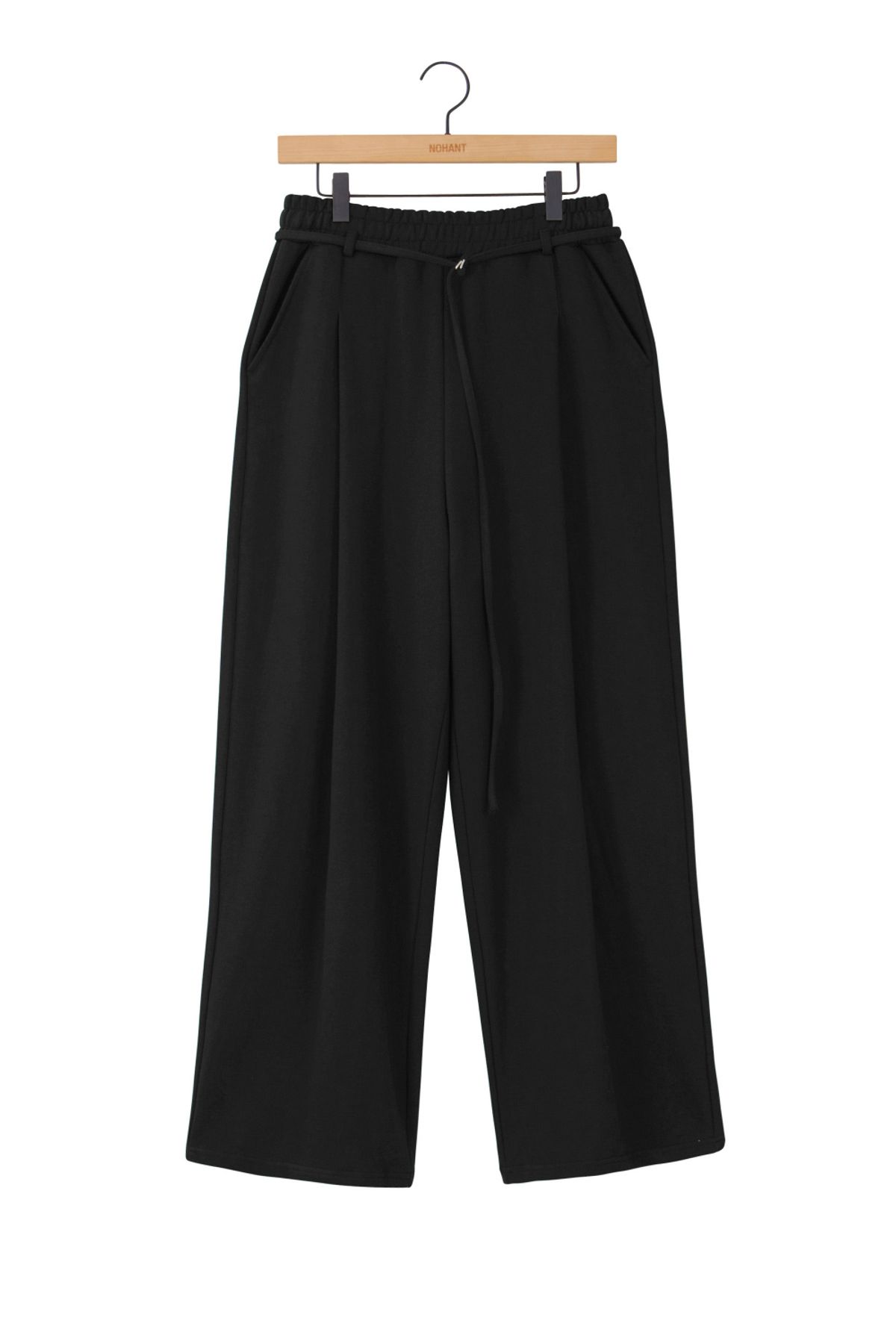 노앙(NOHANT) ONE TUCK JERSEY BELT PANTS BLACK