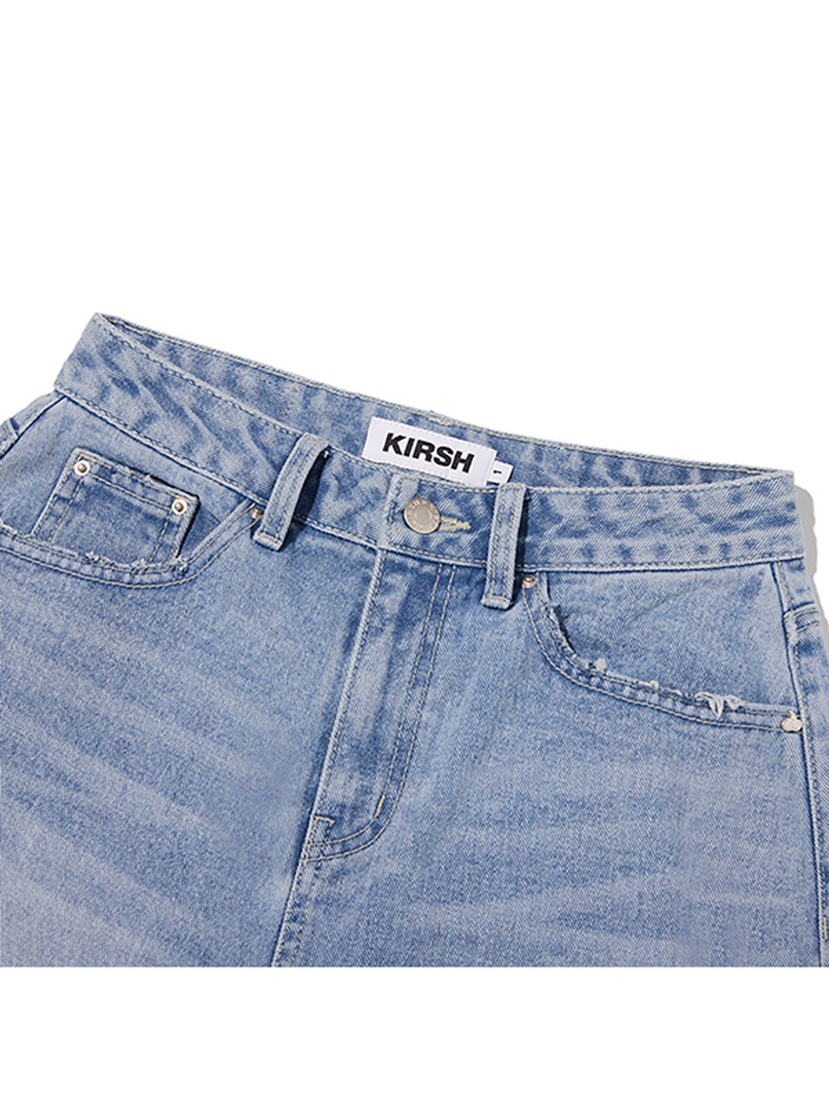 키르시(KIRSH) 데미지 하프 데님 팬츠 [라이트 블루]