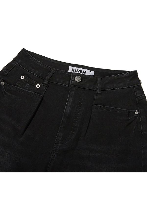 [ KIRSH ]★CHERRY DENIM PINTUCK SHORT PANTS MUSINSA | KIRSH Cherry denim pintuck shorts [Black]