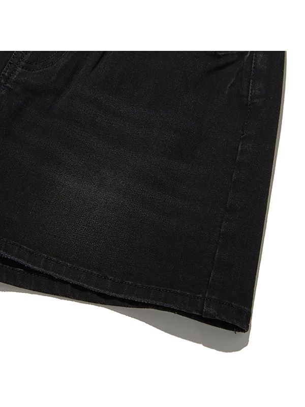 MUSINSA | KIRSH Cherry denim pintuck shorts [Black]